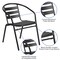 Flash Furniture Lila 23.5in Black Round Aluminum Indoor-Outdoor Table Set with 2 Black Slat Back Chairs TLH-ALUM-24RD-017BK2-GG - alternate 8